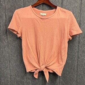 Madewell Dusty Rose Tie Front Tee